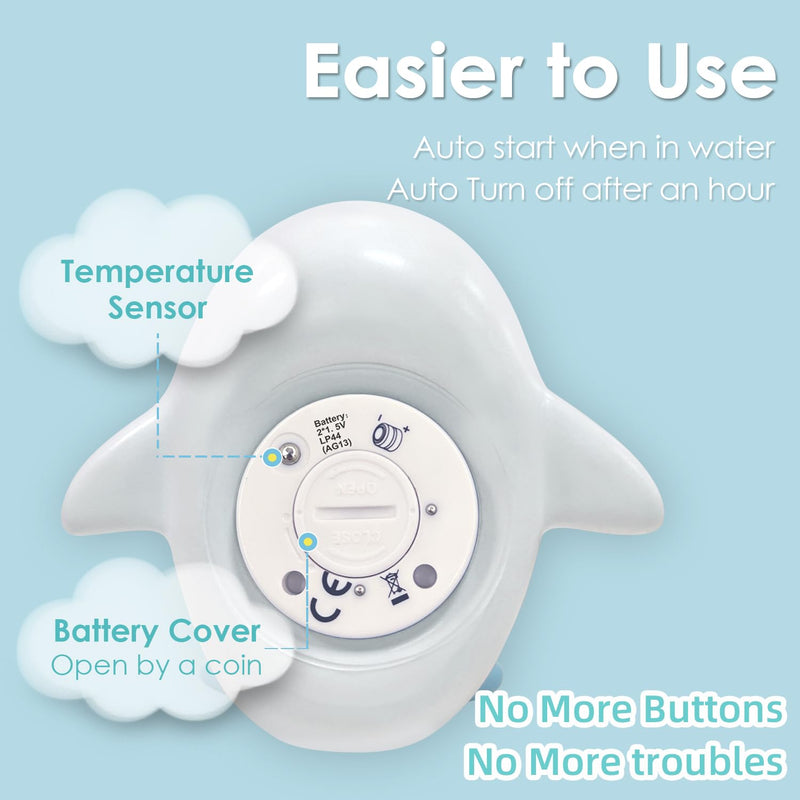 Baby Bath Tub Thermometer - Bathtub Water Thermometer with Room Temperature - Safety Floating Whale Bathtub Toy - New Upgraded Mute Flashing Alert, Gift for Mom Newborn Infant