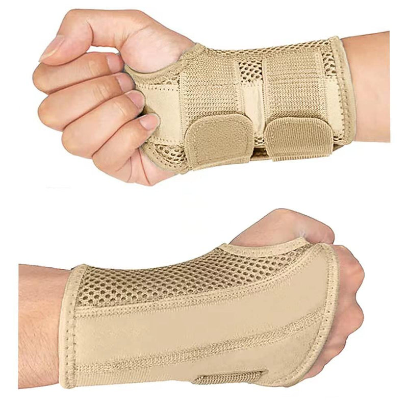 HYCOPROT Wrist Brace Night Wrist Sleep Support Splint Compression Sleeve Adjustable Straps for Wrist Pain Relief, Carpal Tunnel, Arthritis, Tendonitis, Fitness (Beige, L/XL-Right Hand (Pack of 1)) L/XL-Right Hand (Pack of 1) Beige