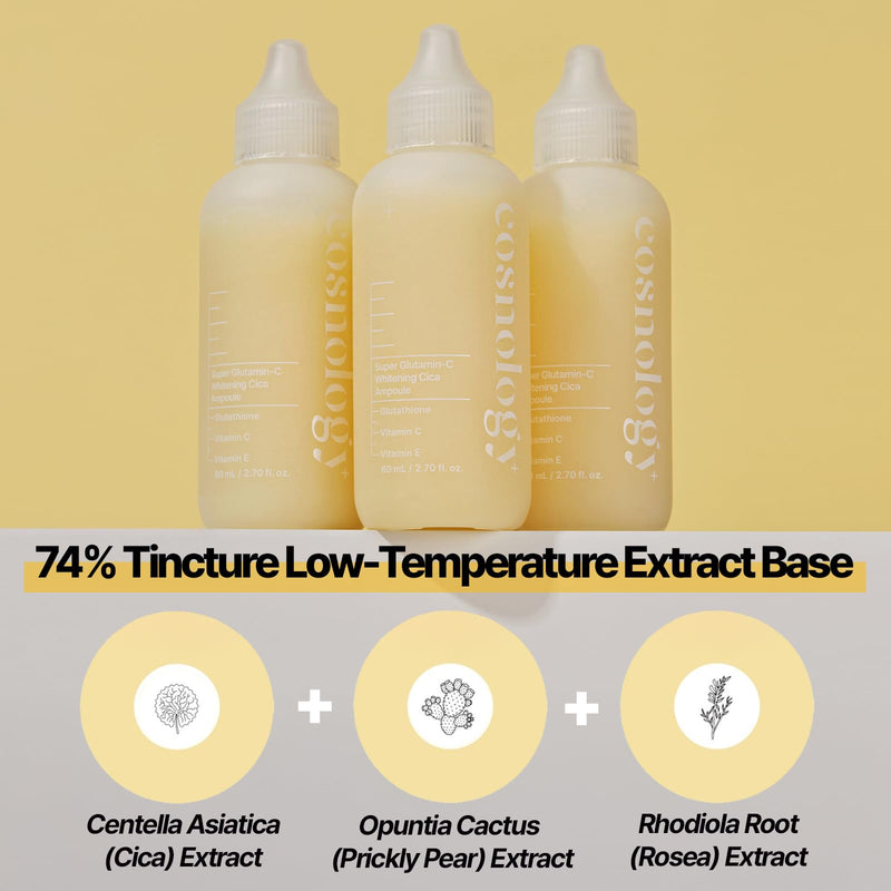 COSNOLOGY K-Beauty Ampoule: Niacinamide + Vitamin C, E & Glutathione for Dark Spots & Even Skin Tone | Hydrating & Anti-Aging Skin Serum, 2.7fl.oz(80ml)