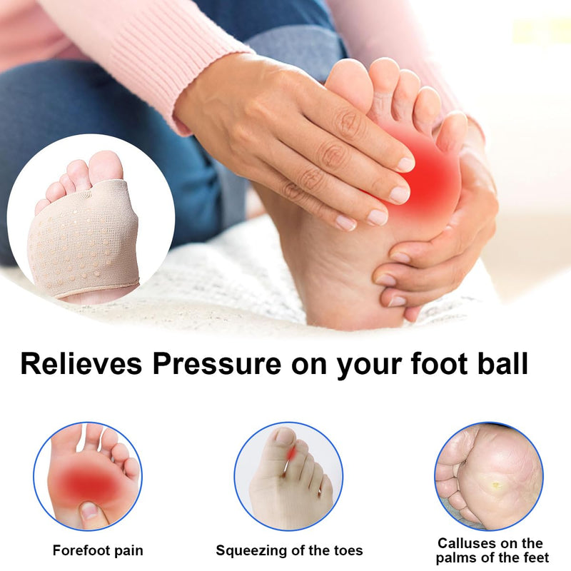[Australia] - Ruayia Bunion pad forefoot, reusable forefoot pad, fabric forefoot pads, non-slip feet soles, ball of foot metatarsal cushion, high heel insoles pads - skin color - S 