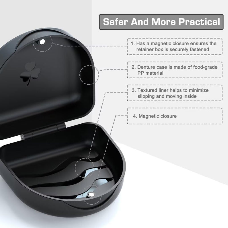 [Australia] - 2PCS Retainer Case Denture Case: BVN Orthodontic Dental Case, Slim Braces Case, Mouth Guard Case, Denture Box, Teeth Aligner Case, Night Guard Case Container Storage Holder Black B. Black, 2pcs 