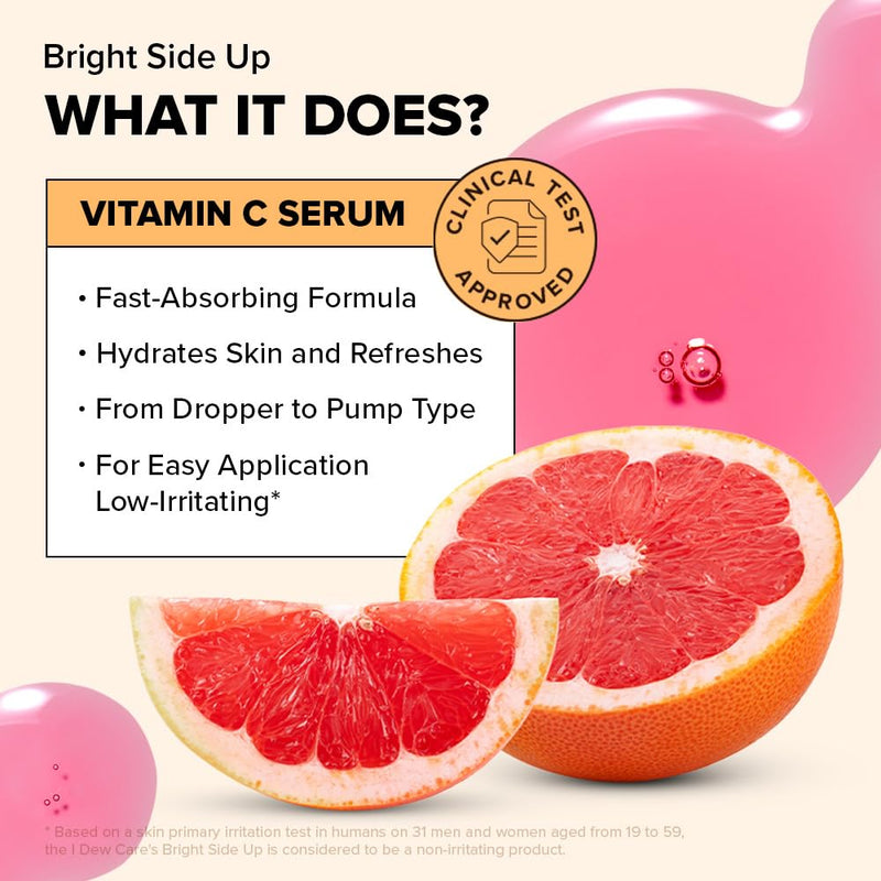 I DEW CARE Vitamin C Face Serum - Bright Side Up | Hydrating with Niacinamide, Korean Glass Skin Care, Facial Treatment, Non-irritating, Lightweight, Exfoliating, 1.01 FL Oz 02 Bright Side Up