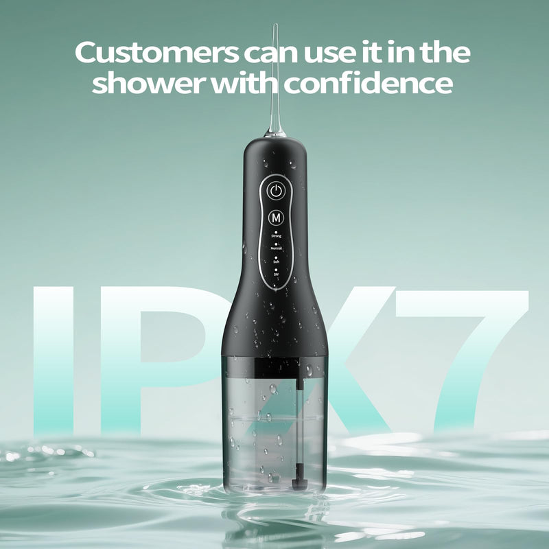 [Australia] - New Water Flosser for Teeth Cleaning, 260ML Portable Cordless Oral Irrigator with DIY Strength, 4 Cleaning Modes, IPX7 Waterproof Rechargeable Water Dental Pick Flosser for Home, Travel Black 