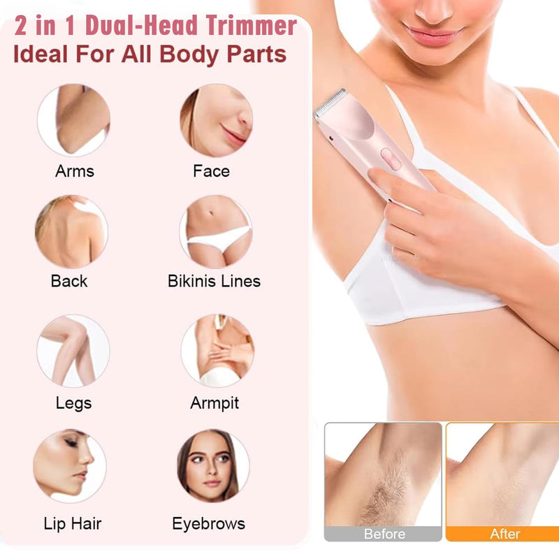 [Australia] - Bikini Shaver,2025 New Dual Head Shaver Women, 2 in 1 Wet & Dry Waterproof Electric Bikini Trimmer for Women,Pink Pink 