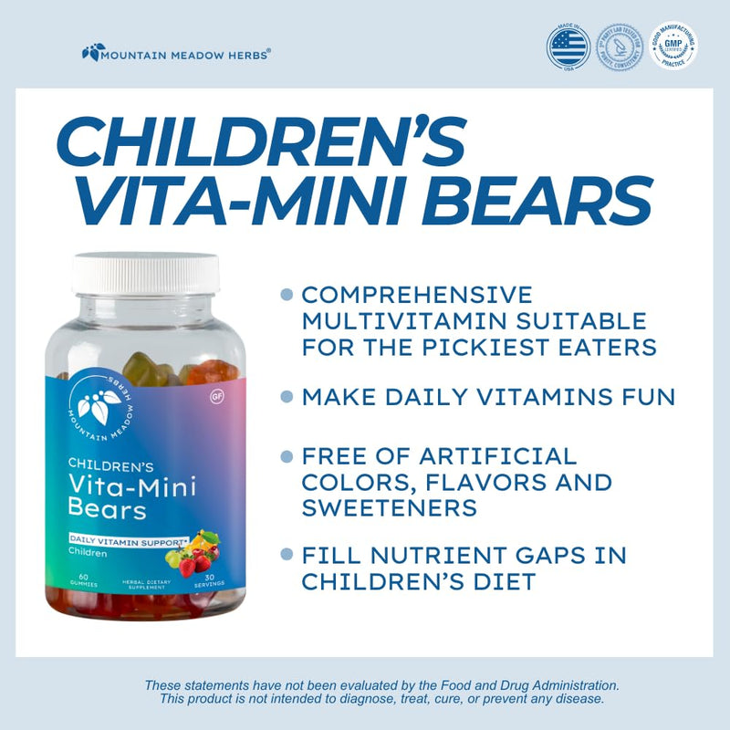 Mountain Meadow Herbs Vita-Mini Bears 60 ct | Multivitamin Gummies for Children, Healthy Growth and Development Support, Essential Daily Wellness, Fruit Flavor Supplement