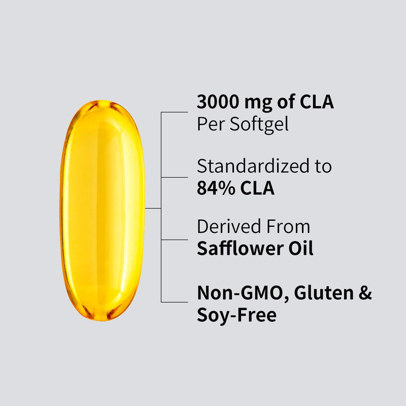 [Australia] - CLA 3000mg Softgels ‚Äì Conjugated Linoleic Acid with Safflower Oil ‚Äì CLA Supplement for Weight Management ‚Äì Gluten Free ‚Äì 90 Softgels 