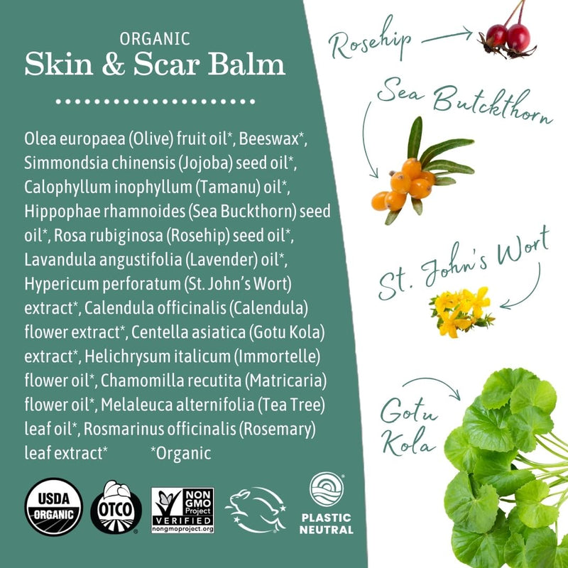 [Australia] - Earth Mama Organic Skin & Scar Balm |C-Section Recovery Skin Care, Pregnancy Stretch Mark Scar Cream with Organic Jojoba Oil, Tamanu Oil & Gotu Kola (2-Pack) 1 Fl Oz (Pack of 2) 