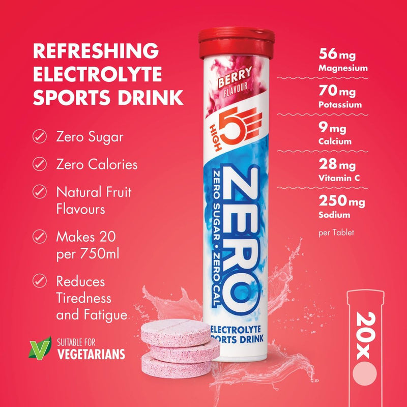 HIGH5 Hydration & Energy Bundle – Zero Electrolyte Tablets (Berry, 20) + Energy Gels (Berry, 20x40g) – Sugar Free Hydration, Vitamin C & Caffeine-Free Fuel for Endurance Performance