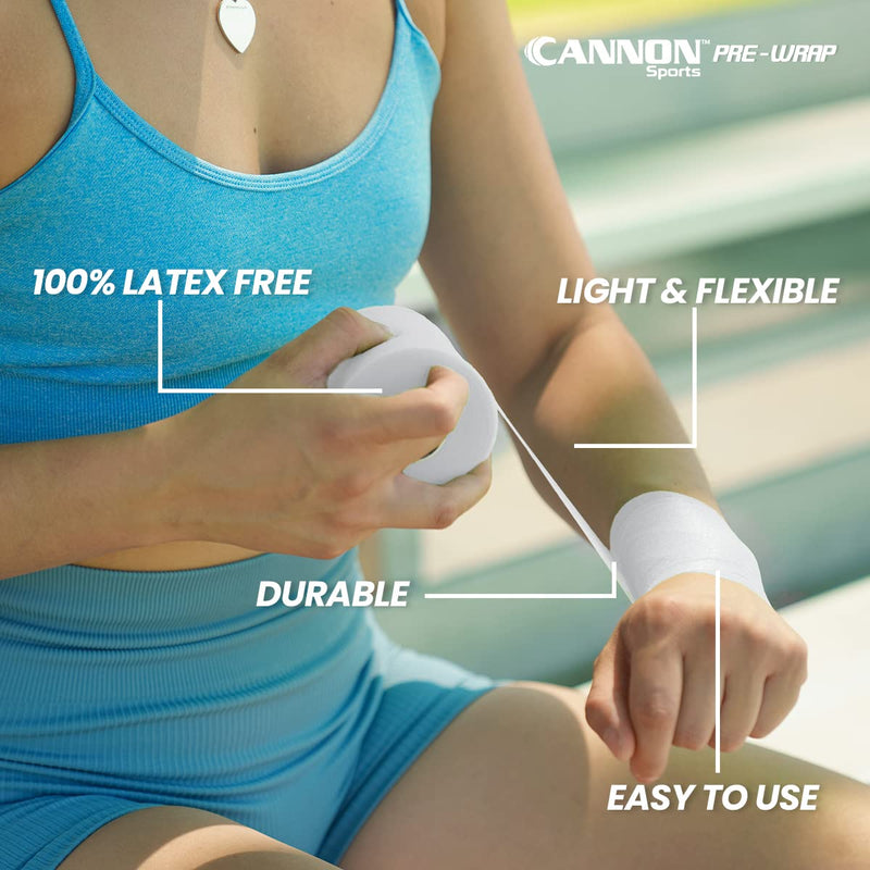 [Australia] - Cannon Sports Pre-Wrap 12-Pack 30 Yards Each Roll 12 Rolls Athletic Tape Wraps White 