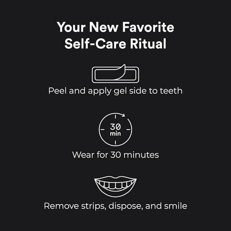 Charcoal Teeth Whitening Strips, Non-Slip, 14ct | Bamboo Charcoal & Coconut Oil gently lift surface stains. Peroxide-Free, Fresh Mint Flavor, 14 Treatments