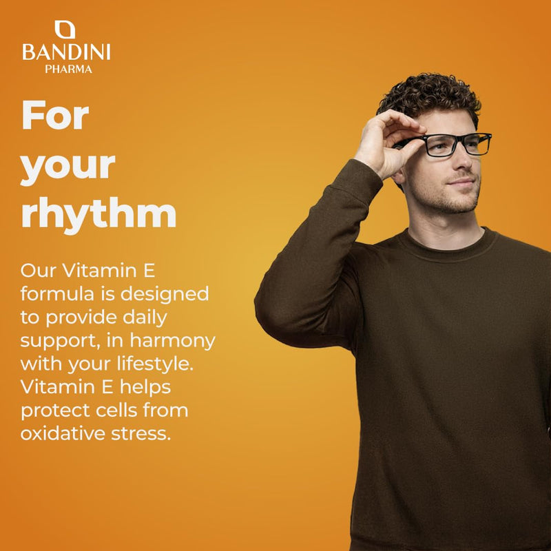 Bandini® Vitamin E - 360 Vegetarian Tablets - Natural Pure Vitamin E - High Strength d-Alpha Tocopherol for Antioxidant Protection - Supports Skin, Immune System & Vision - High Absorption Supplement