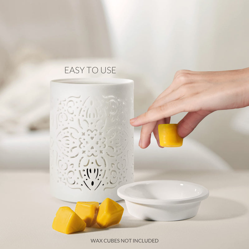 [Australia] - Earnest Living Wax Melt Warmer for Scented Wax Cubes Cake Candle Warmer Wax Melt Electric Ceramic Fragrance Melter Oil Burner White for Home Aromatherapy Gift White 