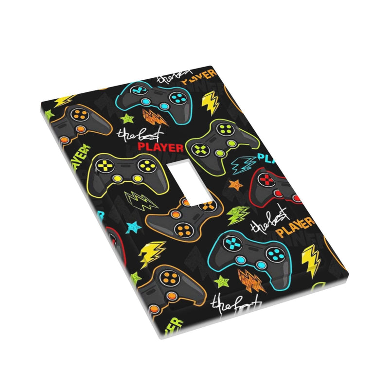 [Australia] - Funny Graffiti Video Games Controller Gaming Gamer Teen Kids Boys Gamepad 1 Gang Single Toggle Outlet Light Switch Wall Plate Outlet Cover Electrical Faceplate Decorative Switchplate Playroom Decor 1 Toggle Mid size Kid Boys Gamer Gaming Game 