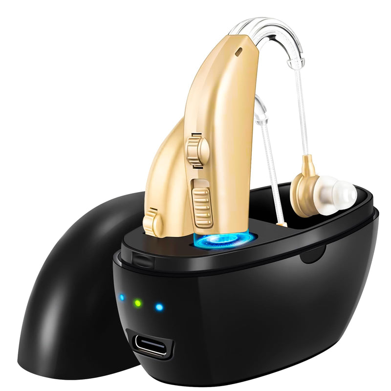 [Australia] - Hearing Aids, Hearing Aids for Seniors with Noise Cancelling and Volume Control, Rechargeable Hearing Aids for Hearing Loss with Charging Case 