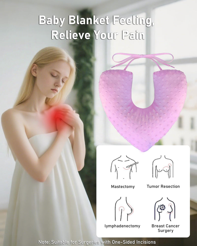 [Australia] - BELINOUS Lumpectomy Pillow, Mastectomy Surgery Breast Pillow, Post Surgery Pillow for Breast Cancer, Mastectomy Recovery Supplies for Sleeping & Arm Support - Breast Cancer Gifts for Woman (Pink) Pink 