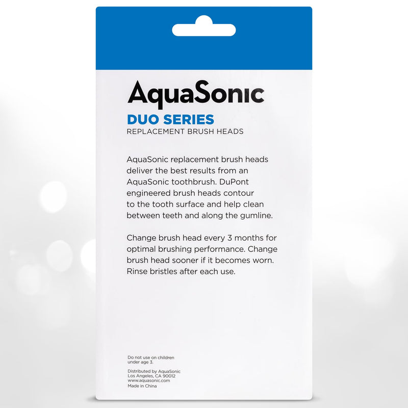 AquaSonic Duo Series Replacement Brush Heads | for Normal & Sensitive Teeth | Compatible with Duo Series & Home Dental Center Toothbrush Handles | NOT Compatible with Duo Series Pro