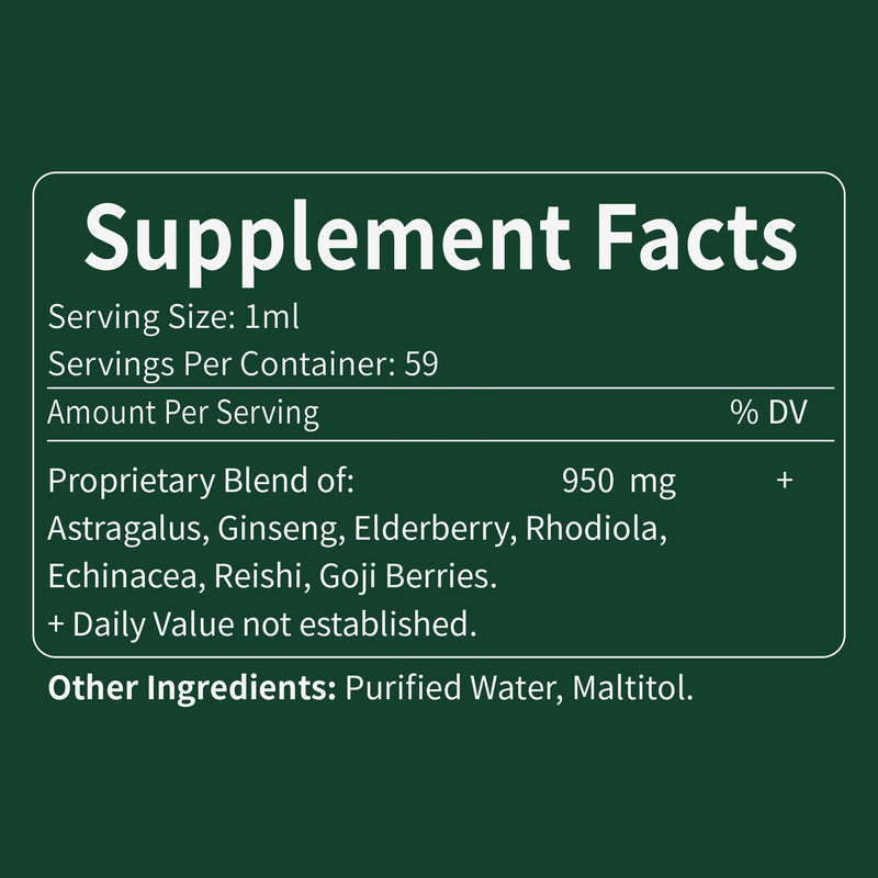 [Australia] - Astragalus Root Extract Herbal Drops for Immune System Support, Immunity Health & Energy Boost Tincture Supplements with Rhodiola Rosea, Echinacea, Elderberry, Reishi, Ginseng. Huang Qi. 2oz 