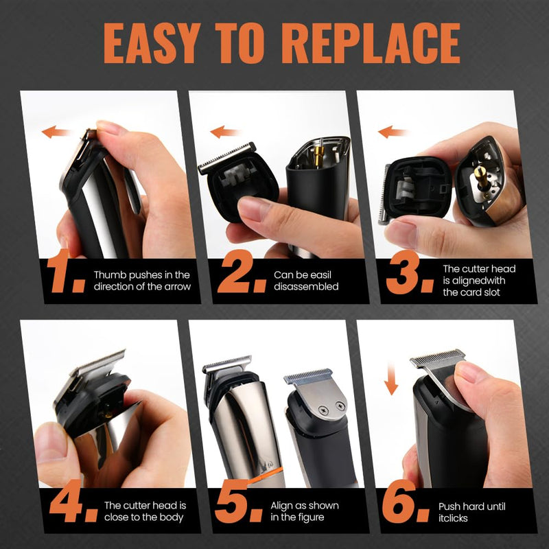 [Australia] - PRITECH Beard Trimmer for Men,6 in 1 Hair Clippers Kit, Precision Cordless Grooming Kit Waterproof IPX6 for Beard, Hair, Body, Nose, Ear, with Foil Razor (Silver) Silver 