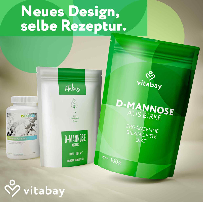 Vitabay D-Mannose Powder from Birch – 100 g – 100% Pure Powder No Additives – Natural Birch Extract – Vegan & Lab Tested in Germany – Approx. 1.5 Month Supply 100 g (Pack of 1)