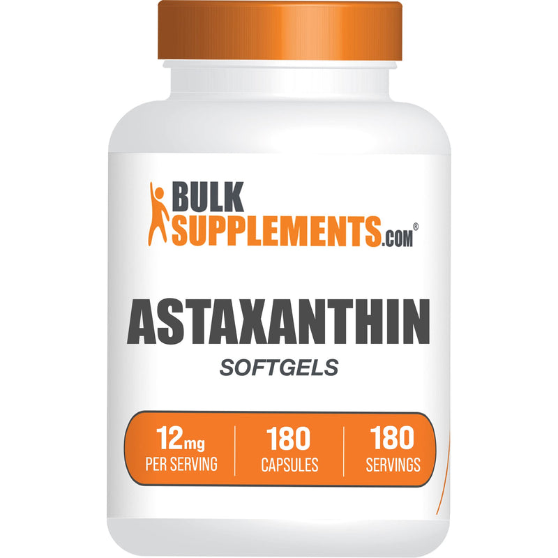 BulkSupplements.com Astaxanthin 12mg 180 Softgels - Astaxanthin Supplement - Astaxanthin Pills - Antioxidants Supplement - Eye Supplements - 1 Astaxanthin Softgel per Serving (180 Softgels) 180 Count (Pack of 1)