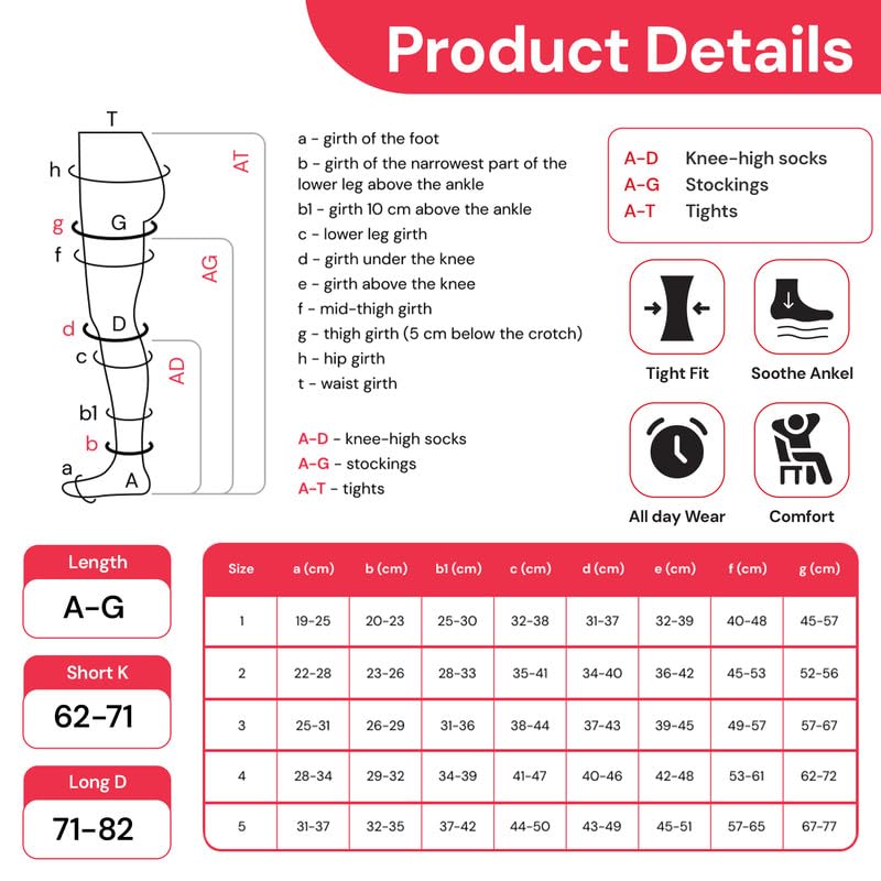 [Australia] - Lauma Medical 23-32 mmHg Compression Stockings Class 2 with Closed Toe, Varicose Veins, Frequent Swelling in Legs, Pain in Calves and Feet Beige L Size, Long 