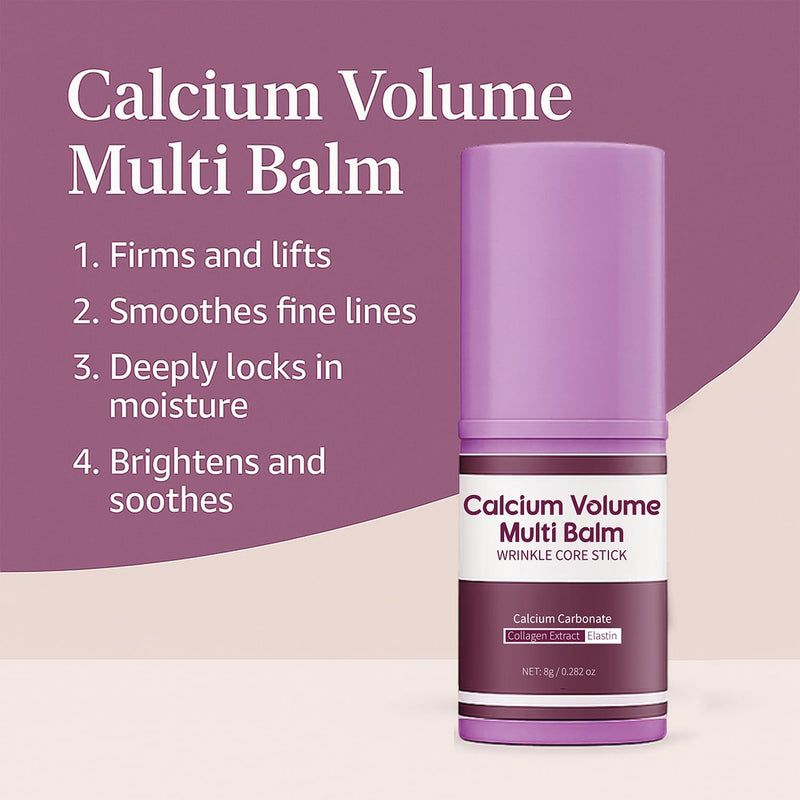 2Pcs Calcium Volume Multi Balm Stick, Korean Skin Care Moisturizing Balm with Vitamin, Almond & Vitamin E for Lip Eye Neck