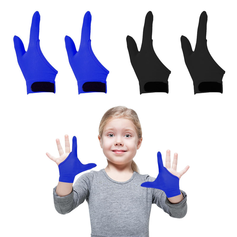 [Australia] - 4Pcs Thumb Sucking Guard Gloves Kids Chewy Compression Gloves Kids Stop Thumb Sucking and Finger Biting for Ages 5-13 Blue+Black 