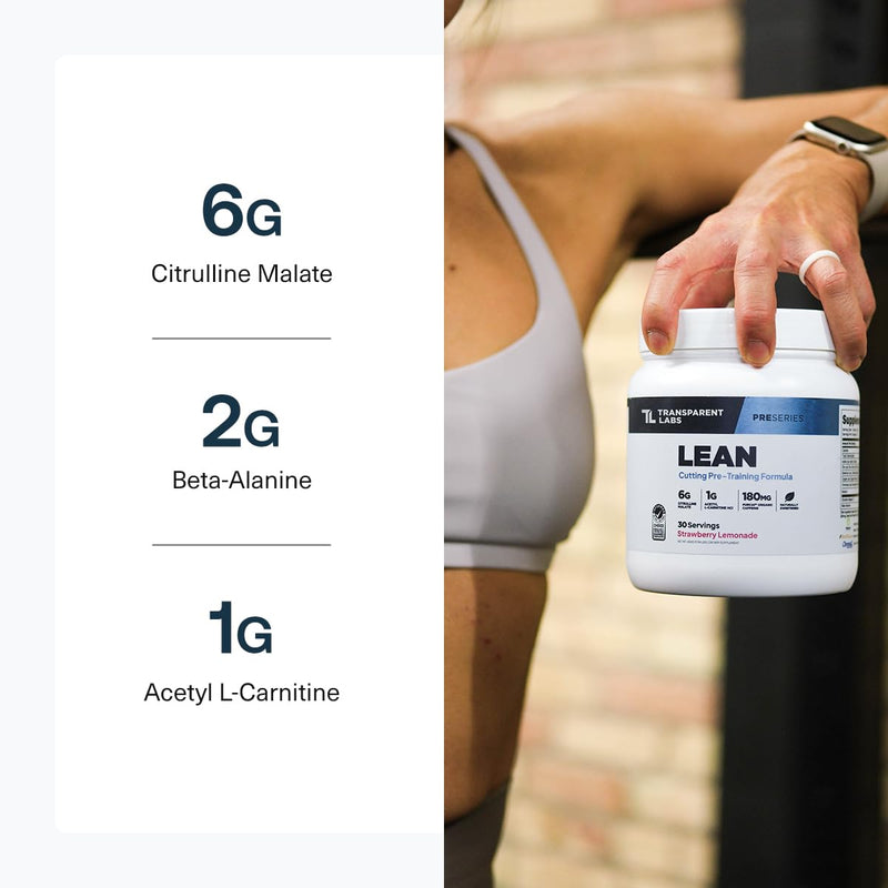 [Australia] - Transparent Labs Lean Pre-Workout - Body Recomposition Pre Workout for Men and Women with Acetyl L-Carnitine, Beta Alanine Powder, & PurCaf Organic Caffeine Powder - 30 Servings, Strawberry Lemonade 