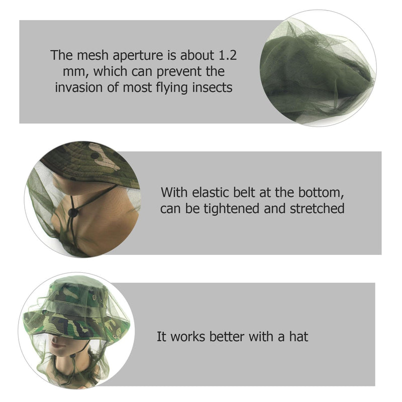 [Australia] - DBALL Pack of 4 Mosquito Net Head Landing Net Facial Interlocking Net Head Protection Net with 4 Carry Bags Mosquito Head Net Mosquito Fly Insect Bug Prevention for Outdoor Hiking (Black/Green) 