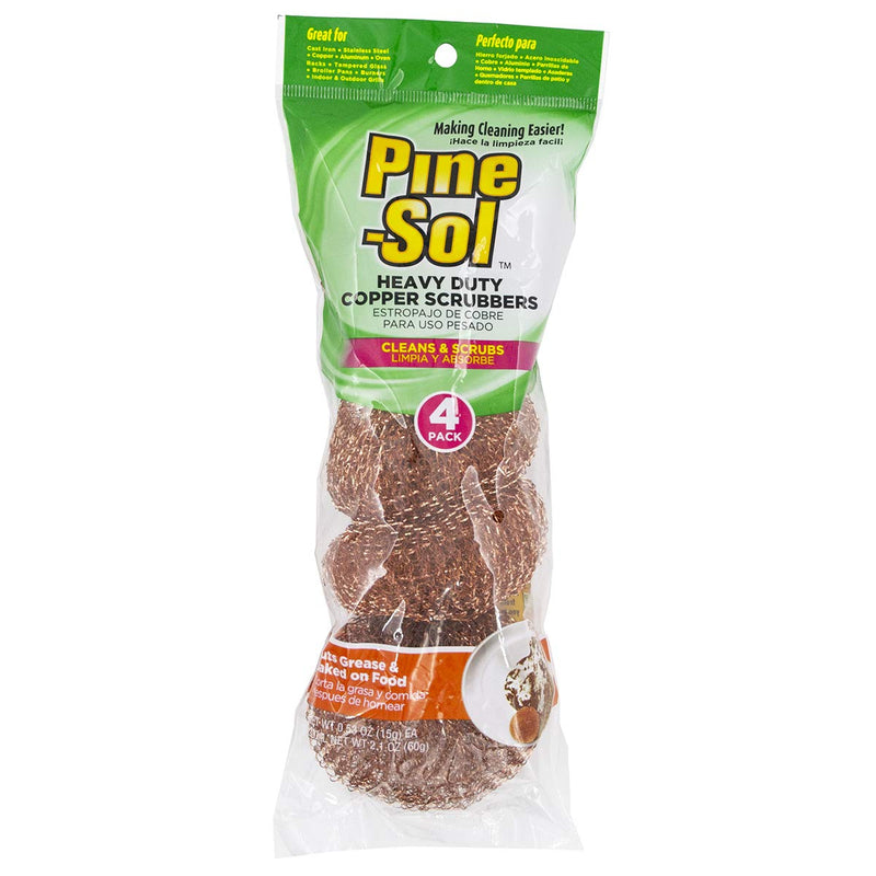 [Australia] - Pine-Sol Heavy-Duty Copper Scrubbers | Premium Scrub Sponges for Cast Iron, Stainless Steel, Oven Racks, Grills, 4 Pack 