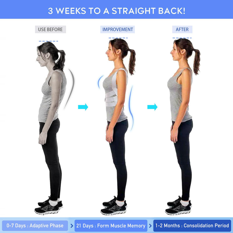 Posture Corrector for Women, Back Brace Posture Corrector, Invisable Back Straightener for Hunchback and Providing Pain Relief from Neck, Back and Shoulder (Gray)(Large 35-41 Inch) Large