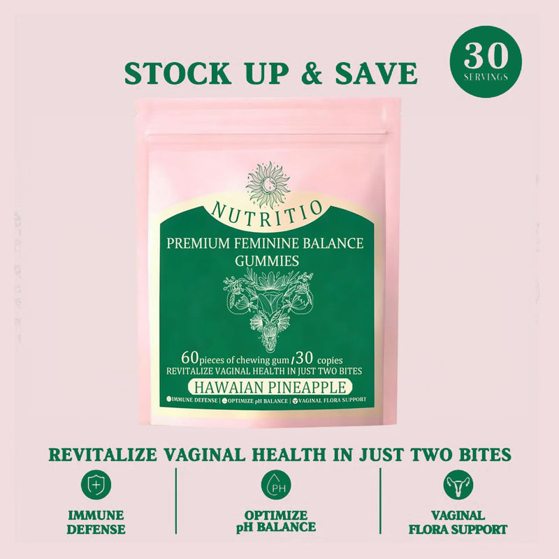 Feminine Balance Gummies - Supports Vaginal Health - pH Balance and Immune Defence - Balances Gut Microbiome - Gluten-Free, Hawaiian Pineapple Flavour (60 Gummies)