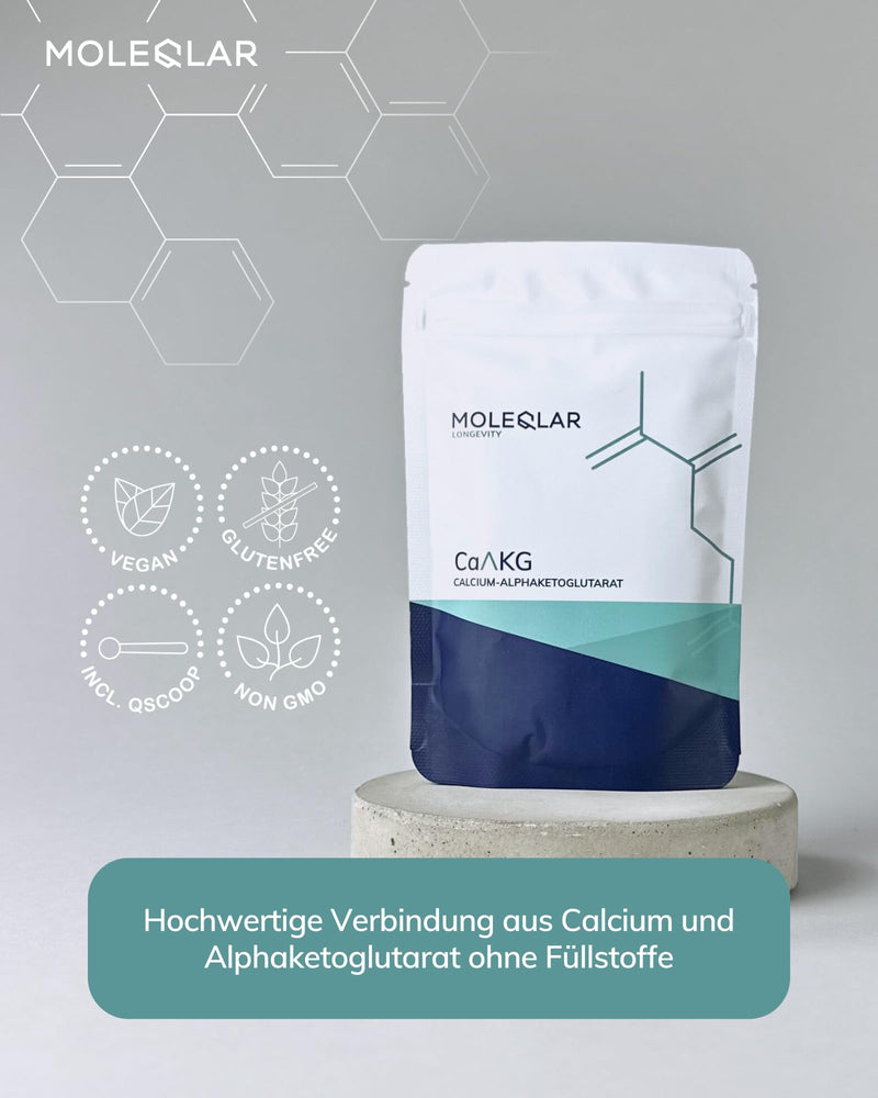 [Australia] - MoleQlar CaAKG powder high dosage - storage pack (100 grams for 100 days) vegan premium calcium alphaketoglutarate - 1000 mg calcium AKG per serving - laboratory tested in DE 