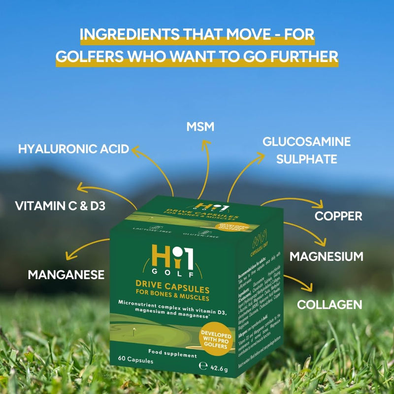 Hi1 GOLF - Golf Joint Supplement - Stay Flexible, Swing Consistent, Supports Mobility & Swing Performance with Glucosamine, Chondroitin, Copper, Collagen & Hyaluronic Acid, Joint Freedom - 60 Capsules