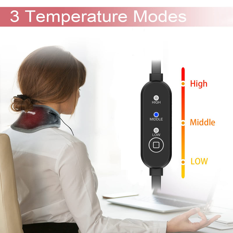 Neck Heating Pad, USB Wearable Heating Pad, Heated Neck Wrap for Warmth | 3 Heat Auto-Off, Electric Thermal Brace, Small USB Warmer for Daily Use, Gift for Women Grandma, 16"-22"
