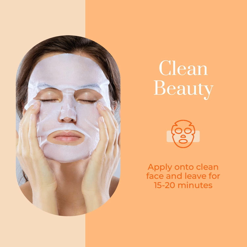 Vitamin C & Collagen Revitalizing Face Mask, Dermatologist Tested | Anti-Aging, Korean Skin Care - Deep Hydration for Plumper, Firmer, Smoother, Refreshed-Looking Skin - Clean Beauty, Vegan Vitamin C & Collagen