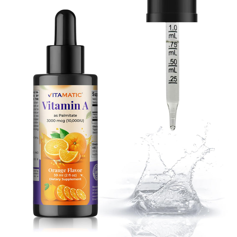[Australia] - Vitamatic Sugar Free Vitamin A Liquid Drops 10000 IU (3000 mcg) as Retinyl Palmitate - Approximate 4 Months Supply - Immune Support, Eye Health, Skin Health - 2 FL OZ (59 ml) (2 Packs) 