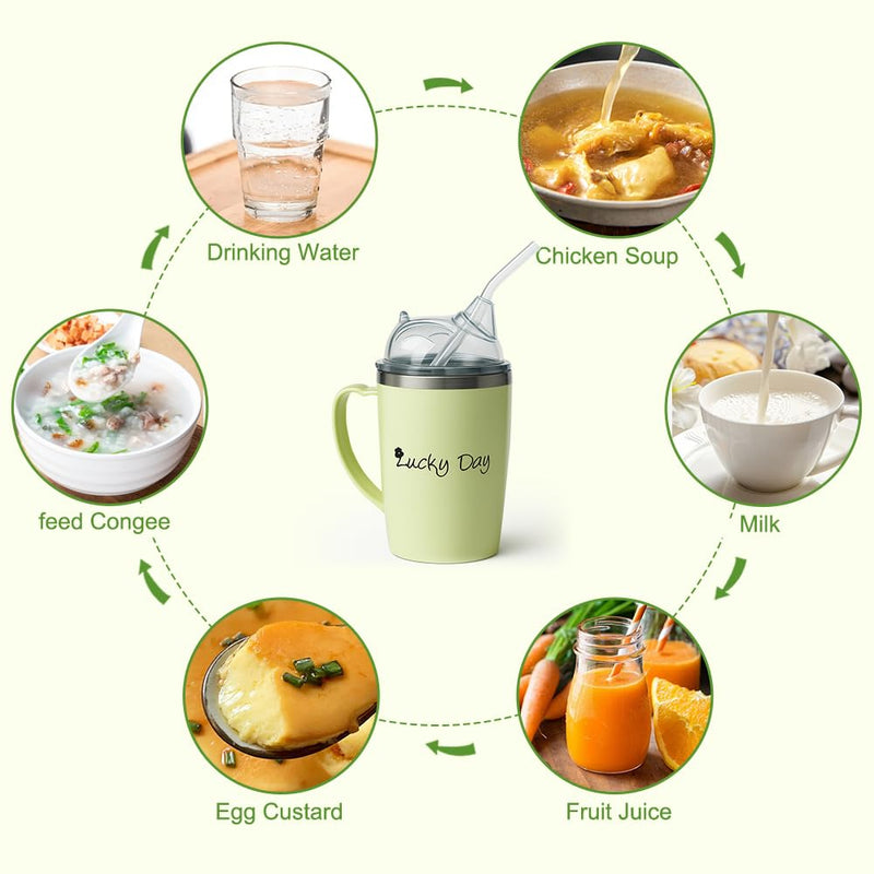 Sippy Cup for Adults, 3-in-1 Beakers for Elderly, 350ml Anti Choke Non Spill Cups for Elderly, Adult Sippy Cups for The Elderly Non Spill with Lid and 30cm Straw for Disabled Drinking Aids A