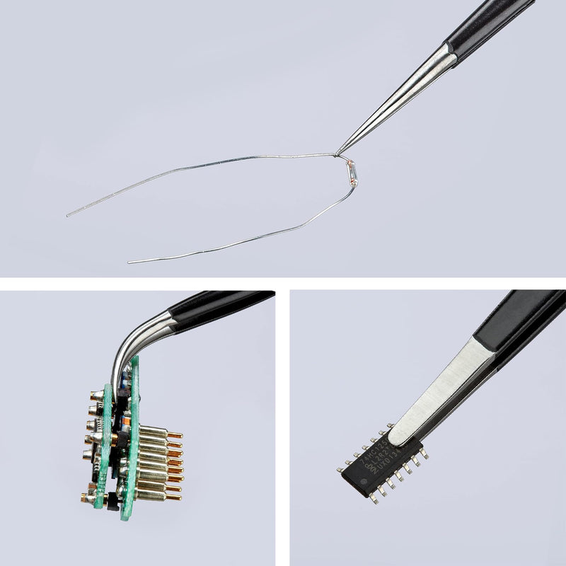 [Australia] - Tweezers set of 3 precision tweezers, anti-static ESD safety, stainless steel tweezers set, non-magnetic, for detailed work and repairs of computers, cell phones, watches 12.5 cm 