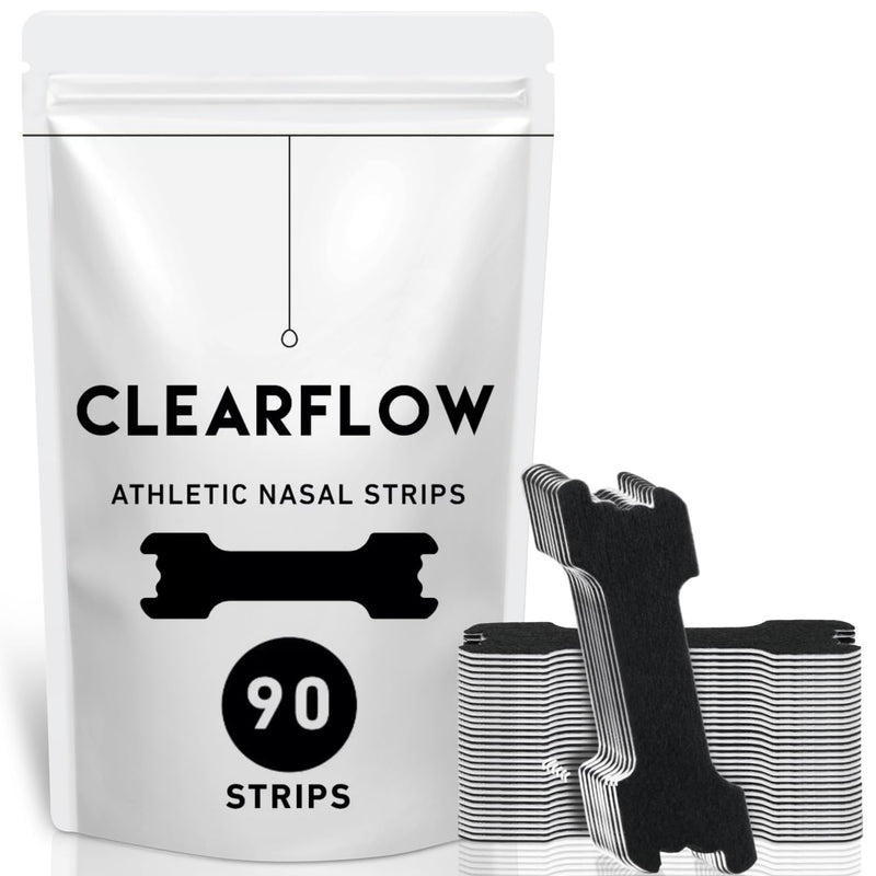 [Australia] - Performance Nose Strips for Breathing (90 Count) - Oil & Sweat Proof Adhesive - Athletic Nasal Strips for Snoring & Sleeping - Black, Extra Strength, Wide Body, Universal Fit 