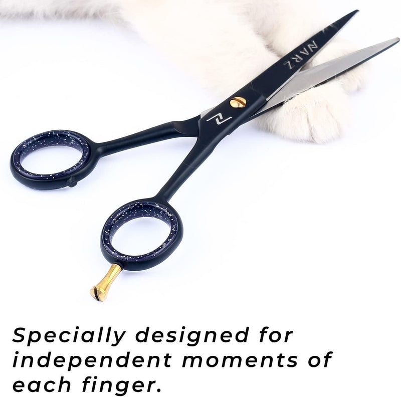 [Australia] - NARZ Professional Hair Scissors Stainless Steel Premium Hairdressing Scissors Safe Design Practical Versatile Hair Cutting Scissors Black 