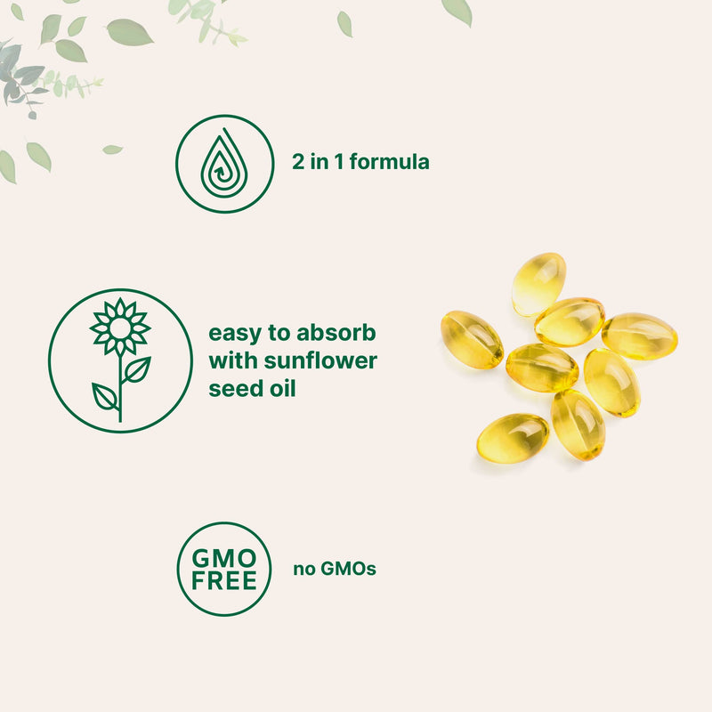 Micro Ingredients Vitamin D3 + K2 MK-7 5,000 IU Per Serving, 300 Softgels | K2 100 mcg Per Serving, D3 & K2 Vitamin Supplement for Women & Men. Easy-to-Swallow, Non-GMO, Gluten Free. 300 Count (Pack of 1)