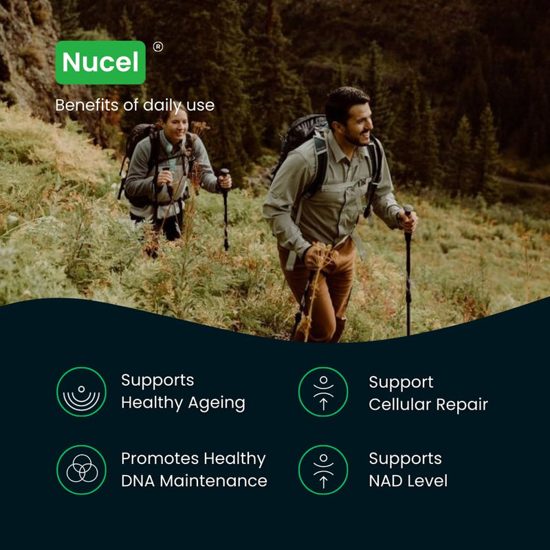 Nucel® Longevity Supplement, Boost NAD+ Levels, Cellular Energy, DNA Repair & Healthy Aging - 8 Science-Backed Ingredients Including Nicotinamide Riboside, Resveratrol, Vitamin C & CoQ10