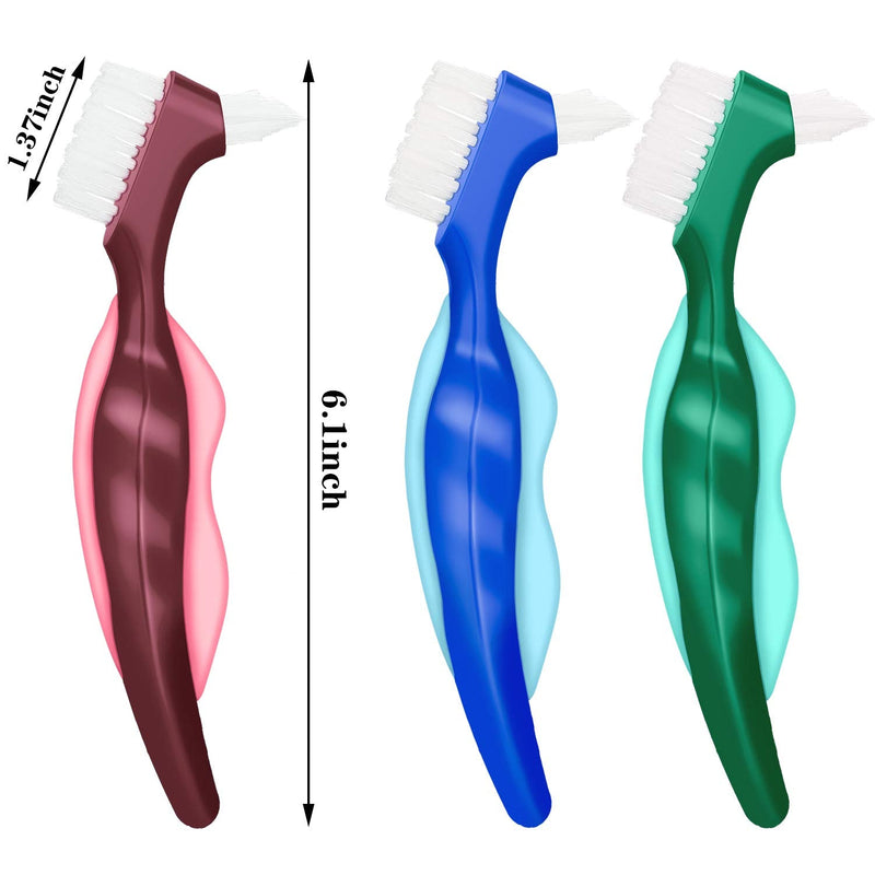 [Australia] - WILLBOND 6 Pieces Denture Brushes Retainer Brush Cleaning Hard Denture Toothbrush with White Carrying Case for False Teeth Cleaning(Red, Green and Blue) Red, Green and Blue 