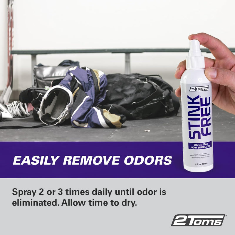 [Australia] - 2Toms StinkFree Shoe Odor Eliminator Spray, Removes Odors Caused by Sweat in Shoes, Sneakers, Cleats, Boots & Gear, 8 Ounces, 2 Bottles 