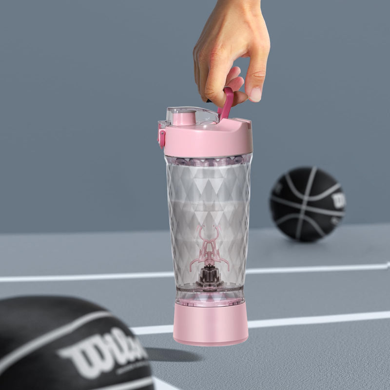 [Australia] - SOARFLY Shaker Electric Protein Shaker with Powder Compartment 650ML Protein Mixer Shaker USB Rechargeable, Electric Shaker for Protein Powder and Milkshake, Electric Protein Shaker, BPA-Free, Pink 