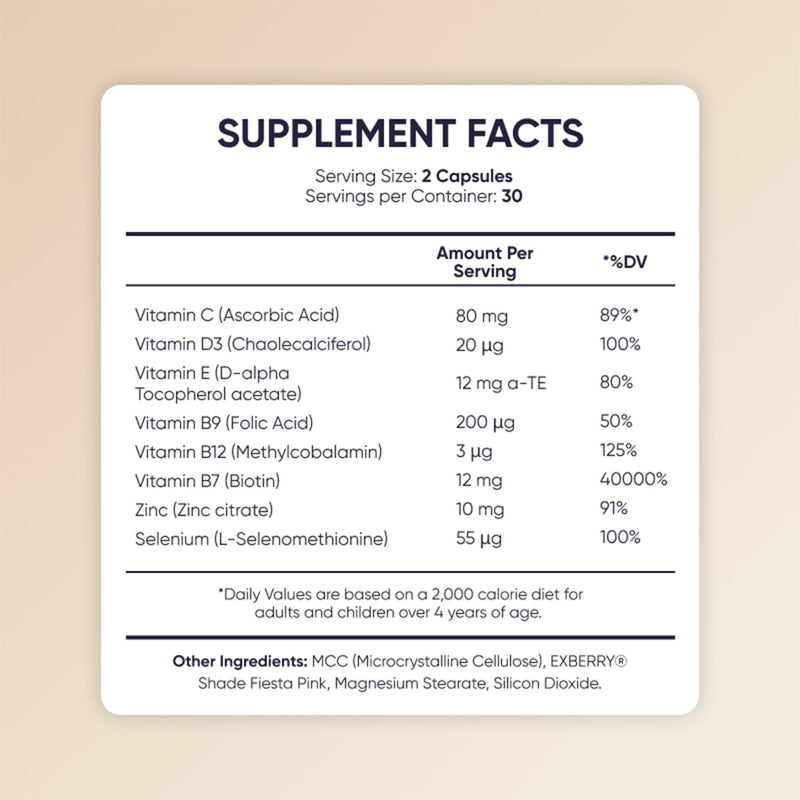 Moerie Ultimate Hair Boost Supplements for Women & Men - Hair, Skin, Nails Vitamins with Biotin & Minerals for Hair Health - Thicker Hair - 60 Capsules