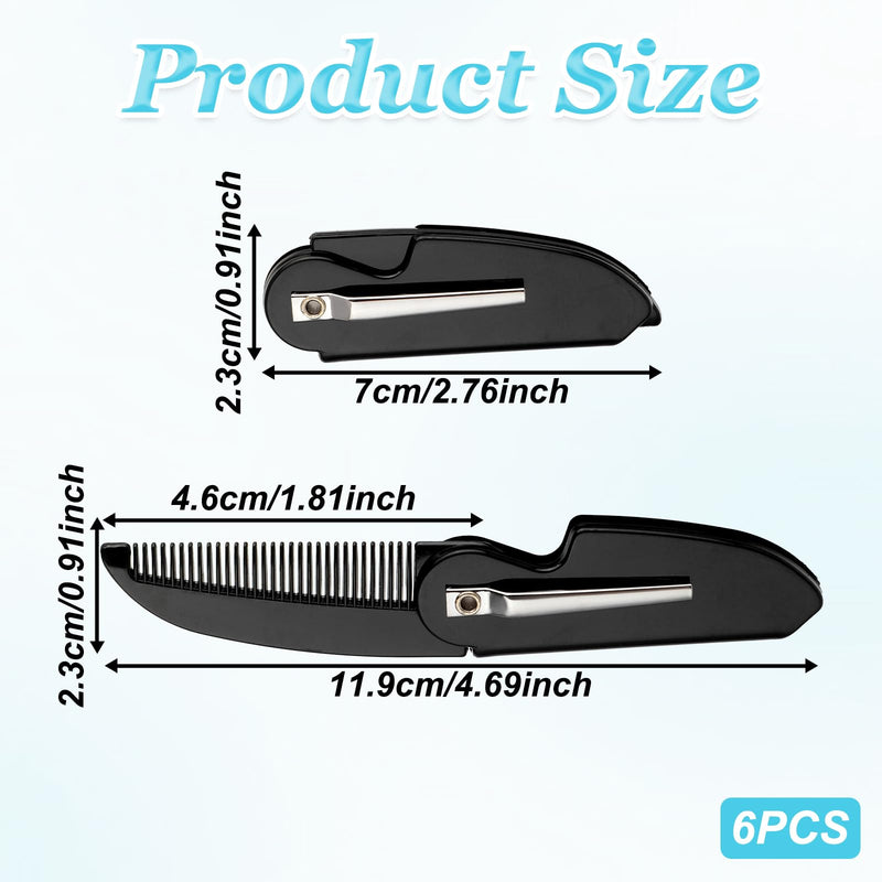 [Australia] - Pack of 6 Foldable Beard Combs for Men Pocket Comb Mustache Comb Small Mustache Comb Men's Beard Mustache Combs Portable Styling Hair Comb for Mustaches Styling Grooming 