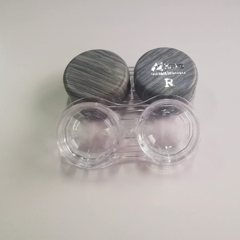[Australia] - MUDOR 6 Pack Wood Grain Contact Lens Case, Contact Lens Box Holder Container Soak Storage Kit, Mini Contact Lens Travel Case with Leak-Proof Packaging,Silver Gray Silver Gray 