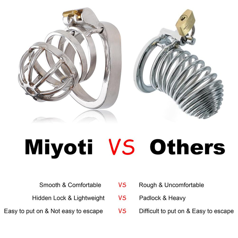 Male Chastity Device Cock Cage - Miyoti Upgrade metal Lightweight Stainless Steel Chastity Stealth Lock Including 2 Keys and Removabl Urinary Catheter Sex Toys for Sissy Men (1.97" Ring（50mm）) 1.97" Ring（50mm）